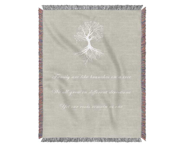 Family Quote Family Are Like Branches 2 Pink Woven Blanket