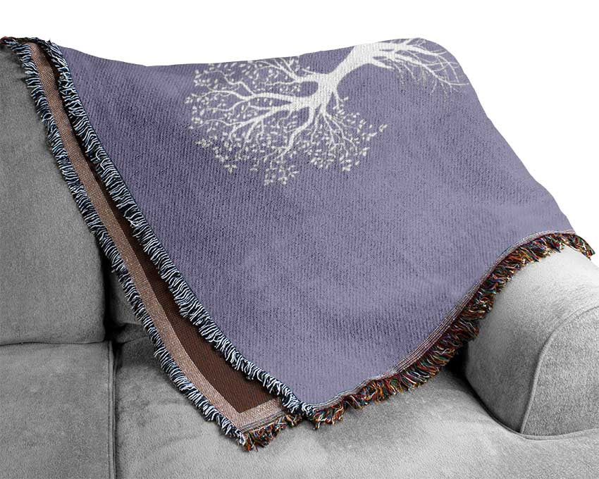 Family Quote Family Are Like Branches 2 Lilac Woven Blanket