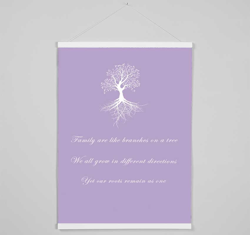 Family Quote Family Are Like Branches 2 Lilac Hanging Poster - Wallart-Direct UK