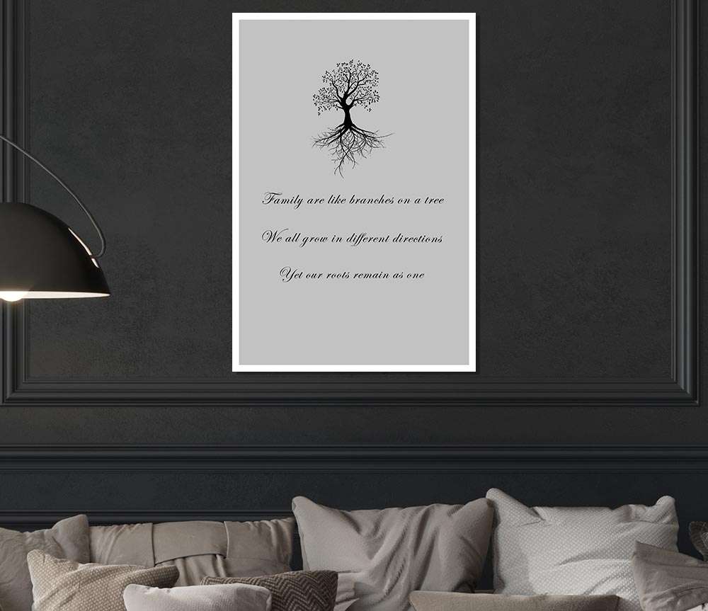 Family Quote Family Are Like Branches 2 Grey Print Poster Wall Art