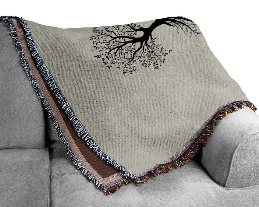 Family Quote Family Are Like Branches 2 Grey Woven Blanket