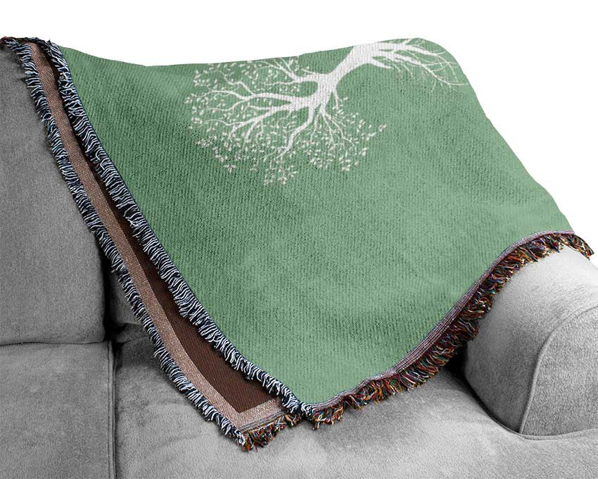 Family Quote Family Are Like Branches 2 Green Woven Blanket