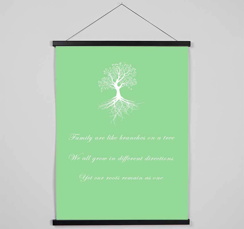 Family Quote Family Are Like Branches 2 Green Hanging Poster - Wallart-Direct UK