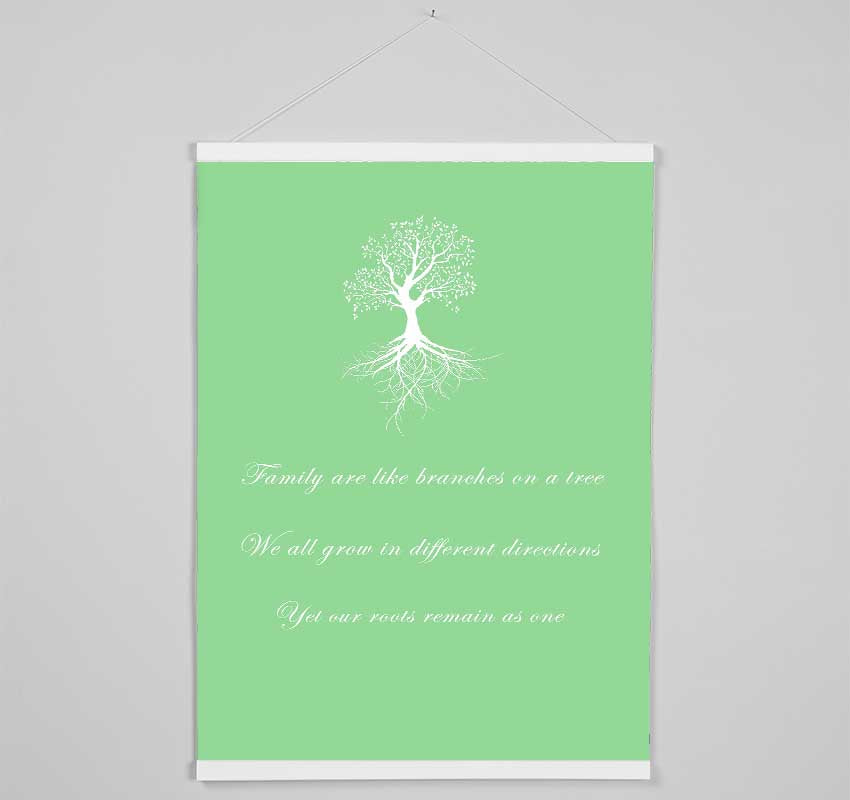 Family Quote Family Are Like Branches 2 Green Hanging Poster - Wallart-Direct UK