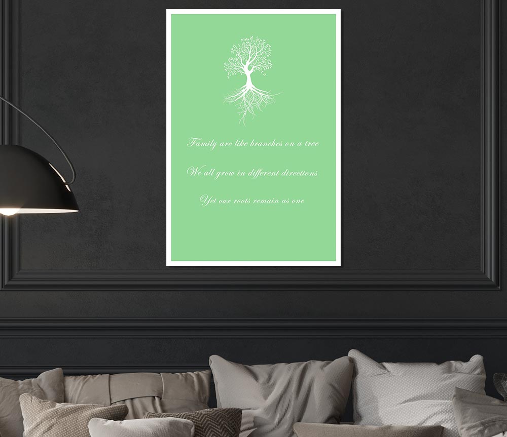 Family Quote Family Are Like Branches 2 Green Print Poster Wall Art