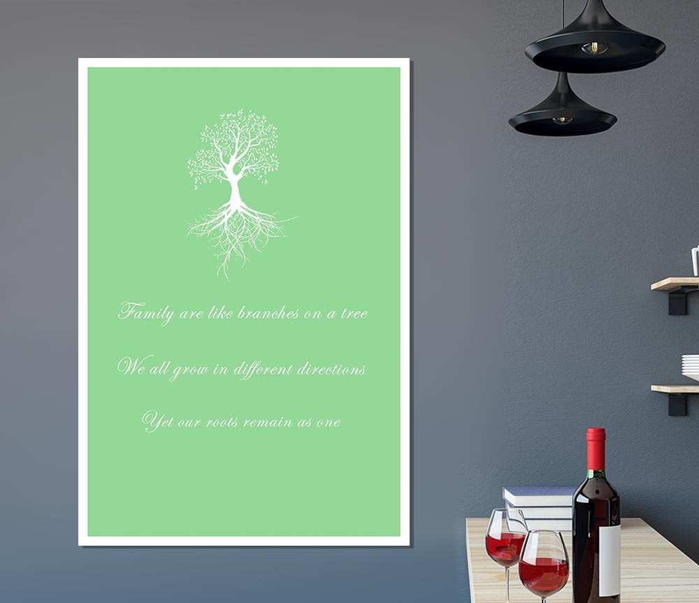 Family Quote Family Are Like Branches 2 Green Print Poster Wall Art