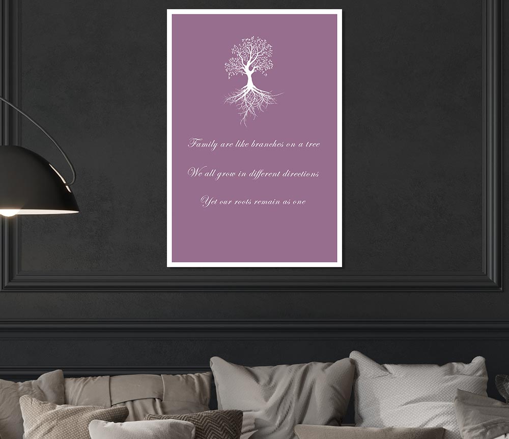 Family Quote Family Are Like Branches 2 Dusty Pink Print Poster Wall Art