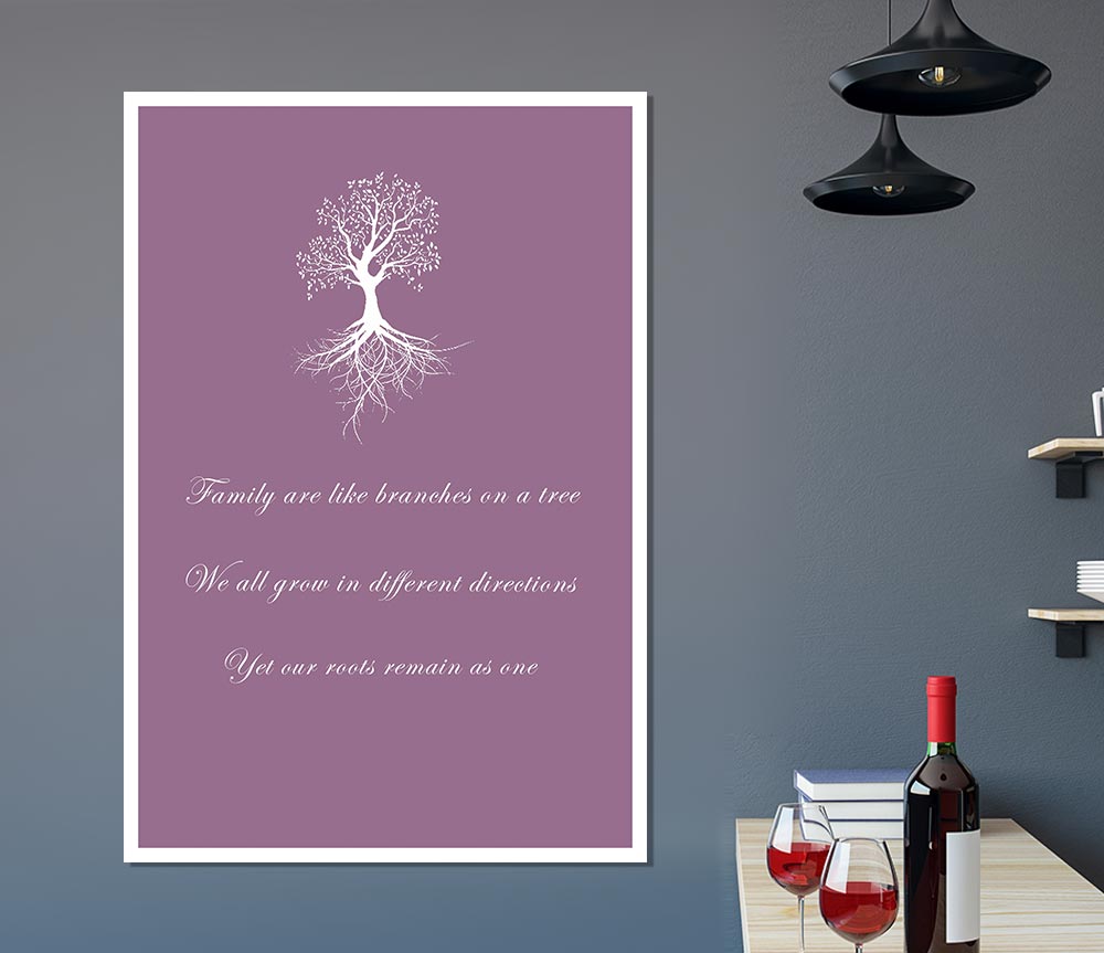 Family Quote Family Are Like Branches 2 Dusty Pink Print Poster Wall Art