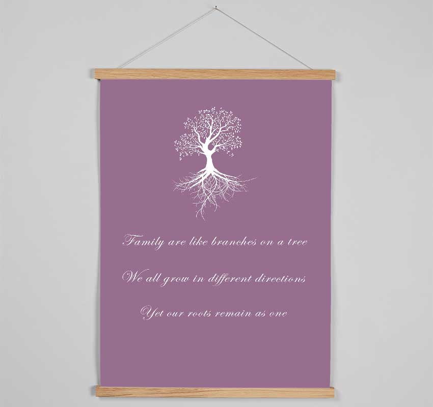 Family Quote Family Are Like Branches 2 Dusty Pink Hanging Poster - Wallart-Direct UK