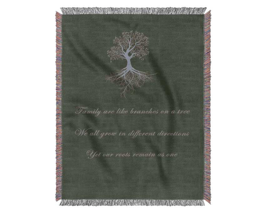 Family Quote Family Are Like Branches 2 Chocolate Woven Blanket