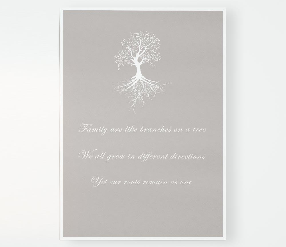 Family Quote Family Are Like Branches 2 Beige Print Poster Wall Art