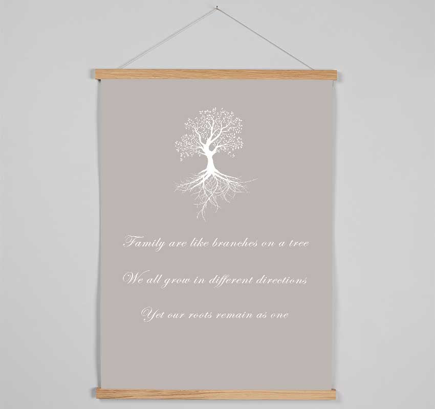 Family Quote Family Are Like Branches 2 Beige Hanging Poster - Wallart-Direct UK