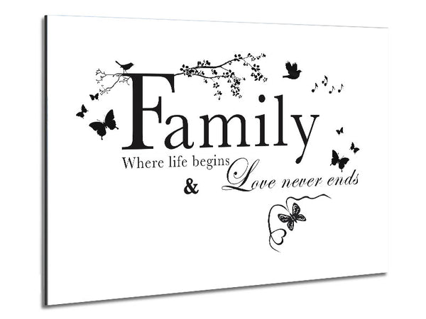 Family Quote Family Where Life Begins White