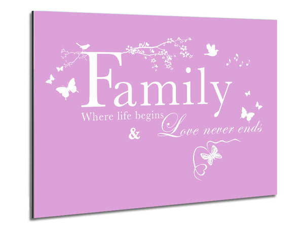 Family Quote Family Where Life Begins Pink