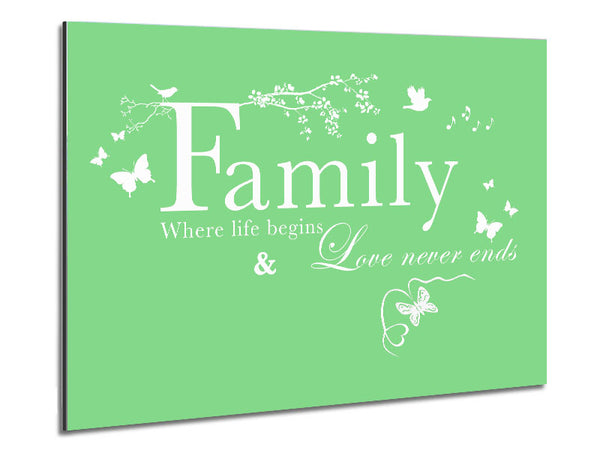 Family Quote Family Where Life Begins Green