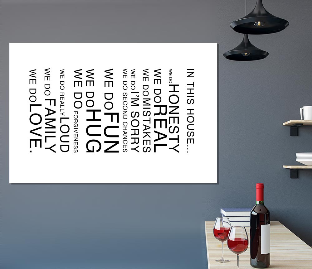 Family Quote In This House White Print Poster Wall Art