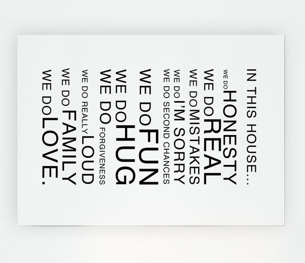 Family Quote In This House White Print Poster Wall Art