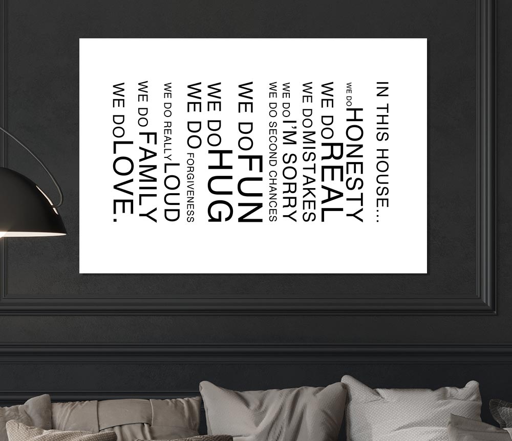 Family Quote In This House White Print Poster Wall Art