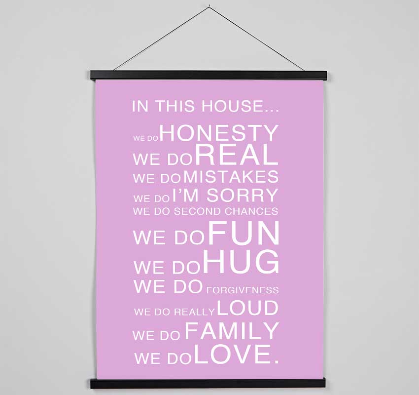 Family Quote In This House Pink Hanging Poster - Wallart-Direct UK