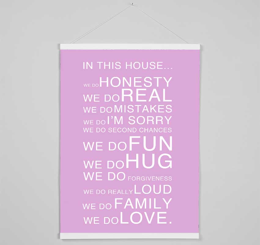 Family Quote In This House Pink Hanging Poster - Wallart-Direct UK