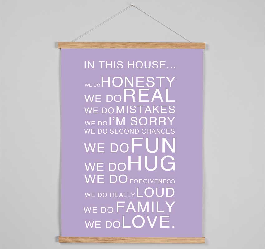 Family Quote In This House Lilac Hanging Poster - Wallart-Direct UK