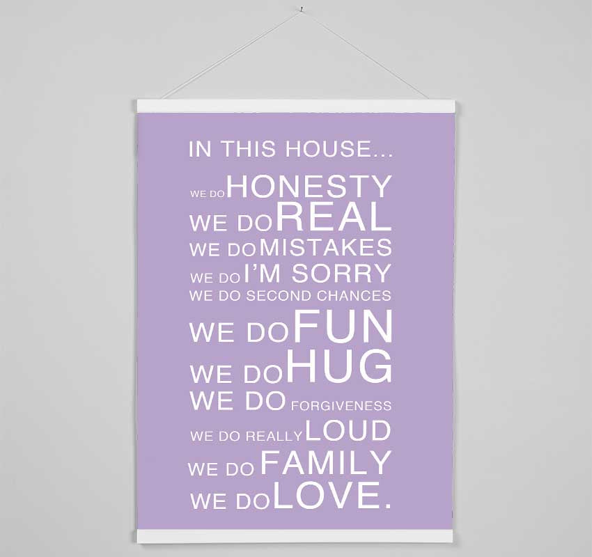 Family Quote In This House Lilac Hanging Poster - Wallart-Direct UK