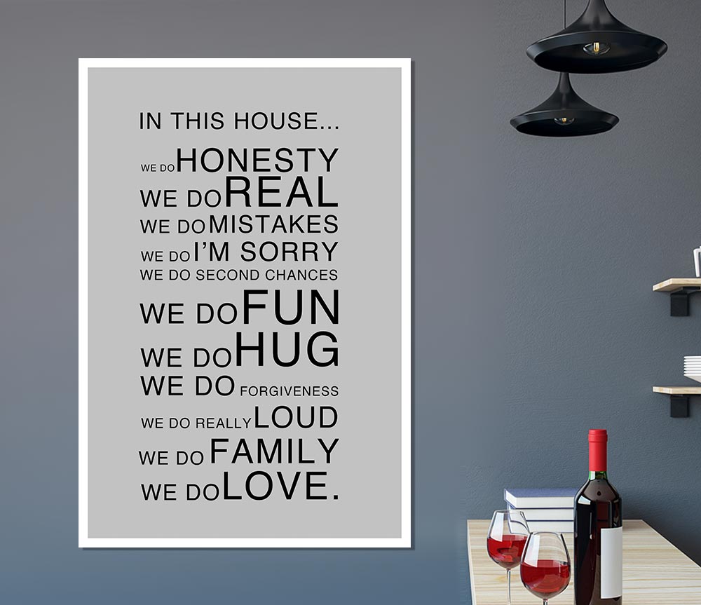 Family Quote In This House Grey Print Poster Wall Art