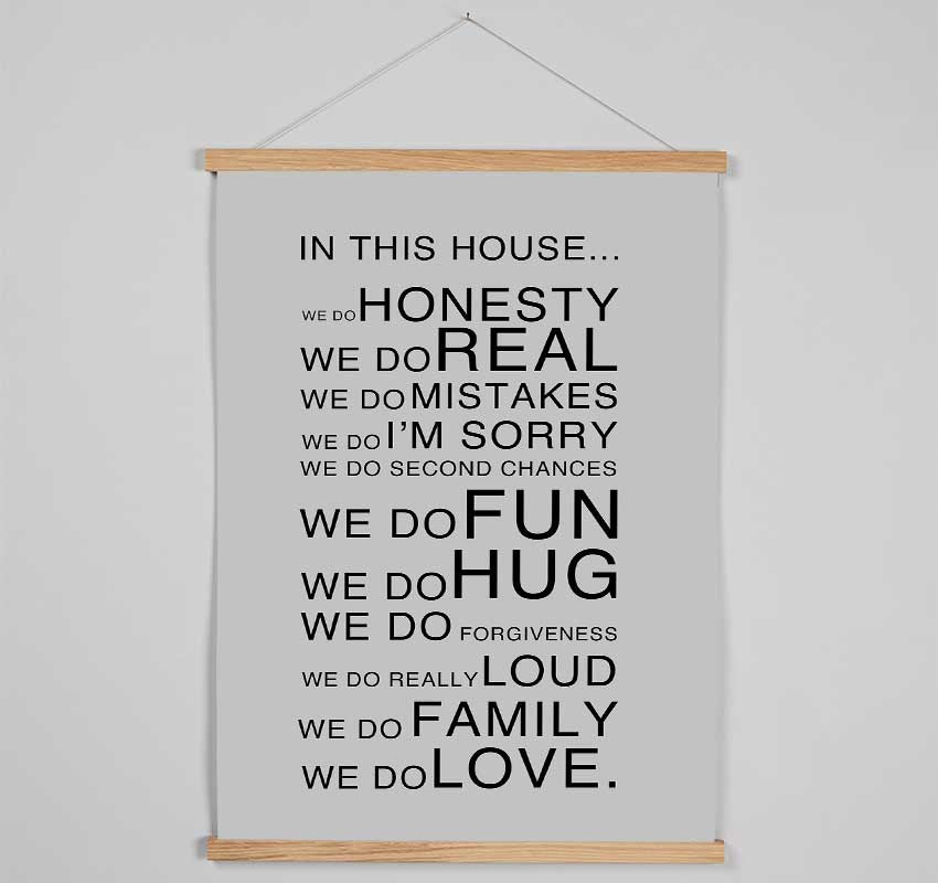 Family Quote In This House Grey Hanging Poster - Wallart-Direct UK