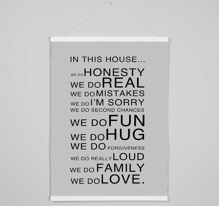 Family Quote In This House Grey Hanging Poster - Wallart-Direct UK