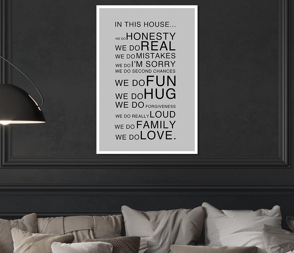 Family Quote In This House Grey Print Poster Wall Art