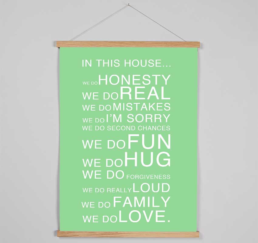 Family Quote In This House Green Hanging Poster - Wallart-Direct UK