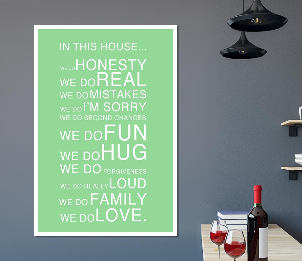 Family Quote In This House Green Print Poster Wall Art