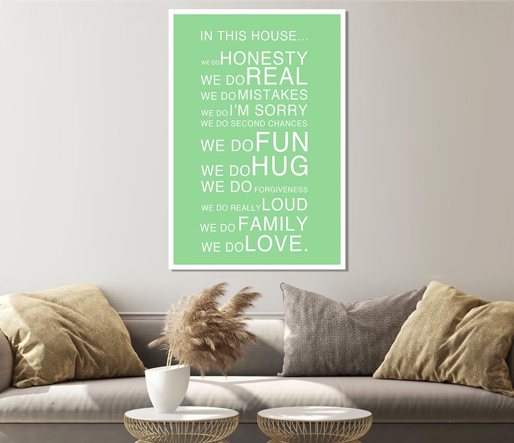 Family Quote In This House Green Print Poster Wall Art