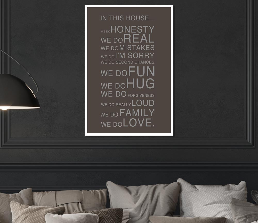 Family Quote In This House Chocolate Print Poster Wall Art