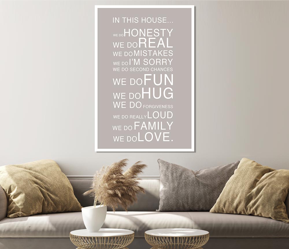 Family Quote In This House Beige Print Poster Wall Art