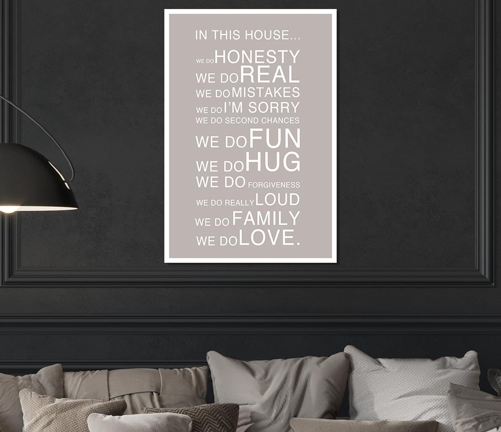 Family Quote In This House Beige Print Poster Wall Art