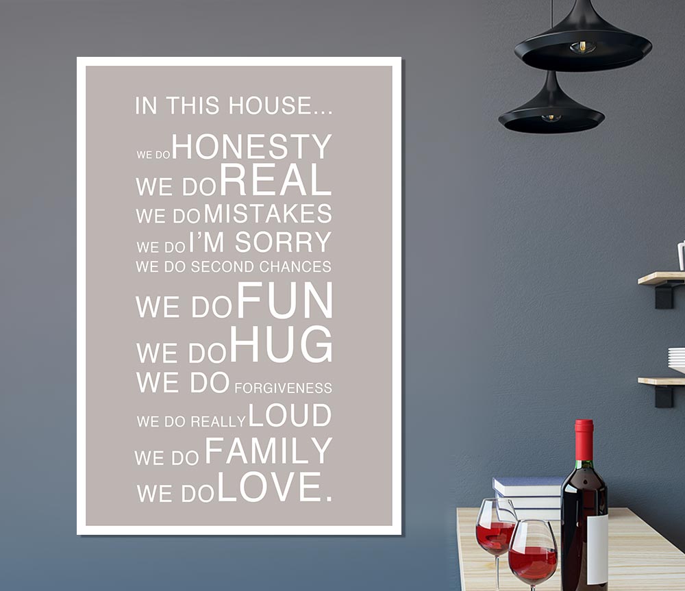 Family Quote In This House Beige Print Poster Wall Art