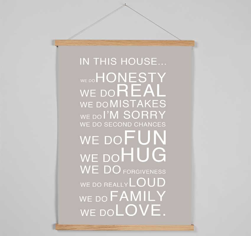 Family Quote In This House Beige Hanging Poster - Wallart-Direct UK