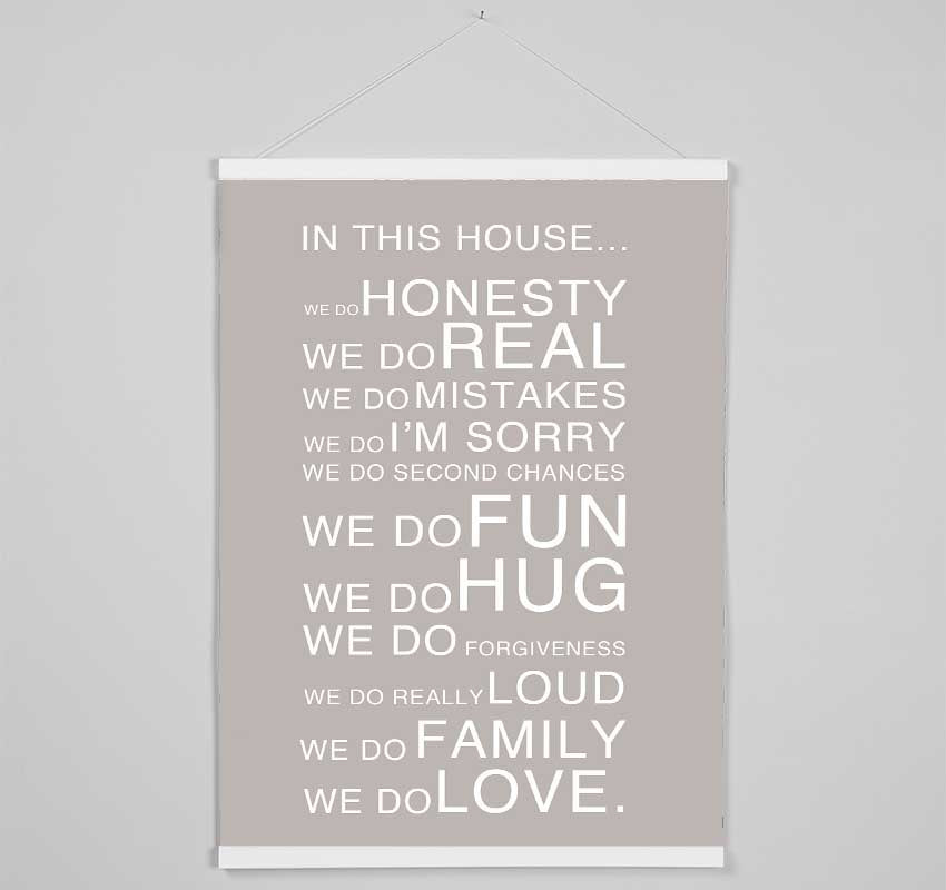 Family Quote In This House Beige Hanging Poster - Wallart-Direct UK