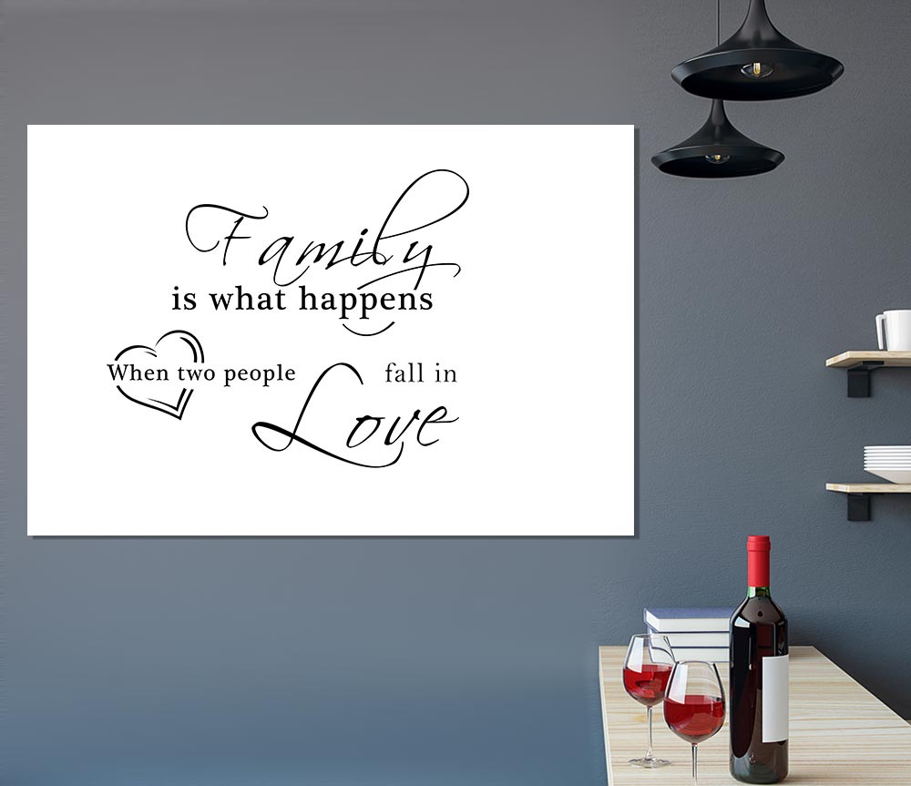 Family Quote Family Is What Happens White Print Poster Wall Art