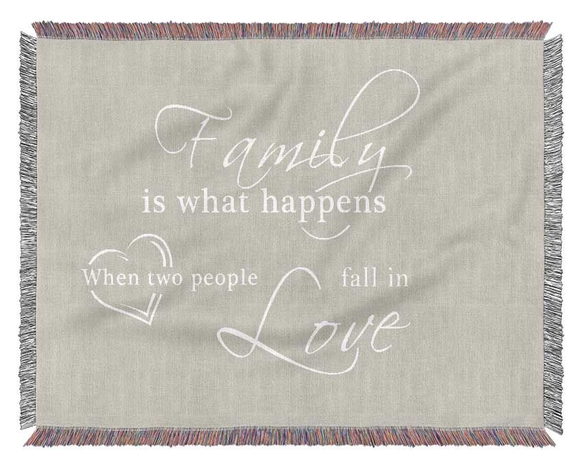 Family Quote Family Is What Happens Pink Woven Blanket