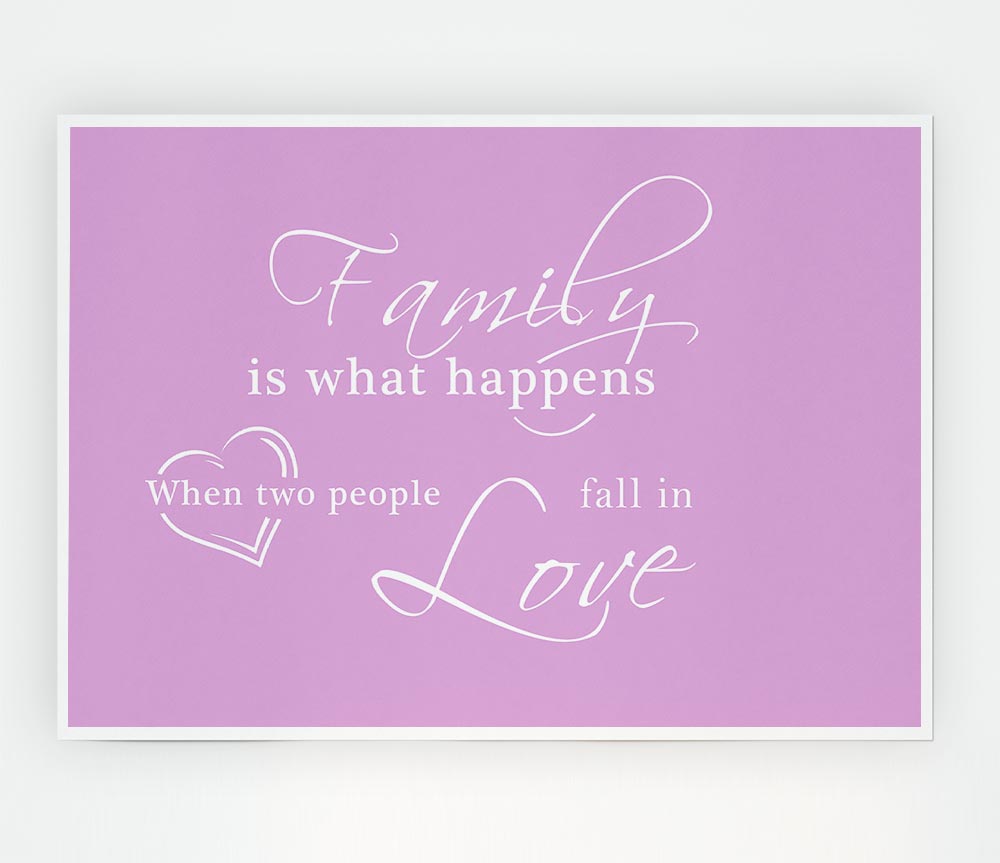 Family Quote Family Is What Happens Pink Print Poster Wall Art