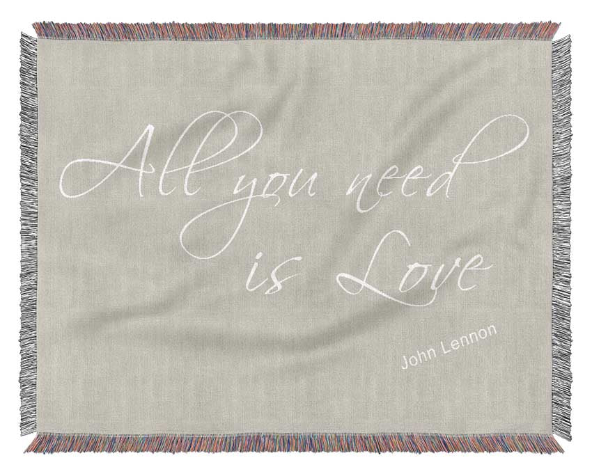 Music Quote All You Need Is Love 2 Pink Woven Blanket