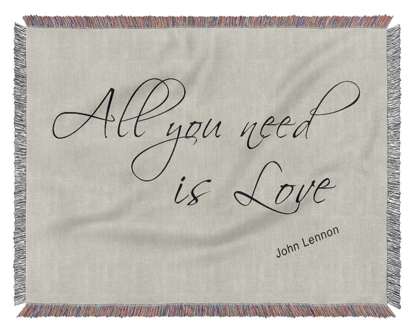 Music Quote All You Need Is Love 2 Grey Woven Blanket