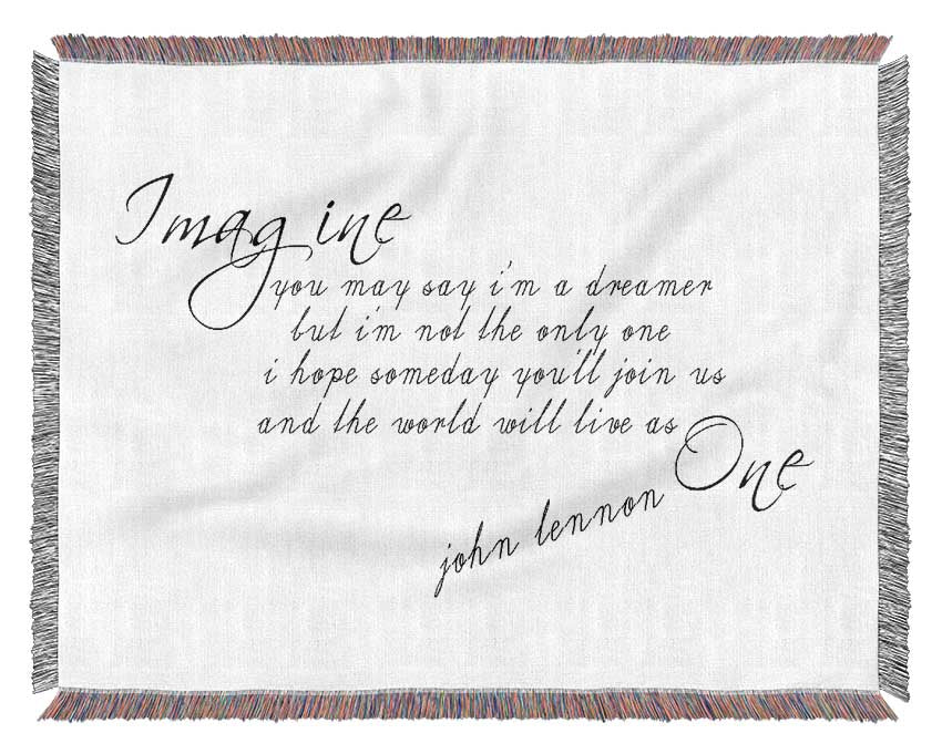 Music Quote Imagine John Lennon White Woven Blanket