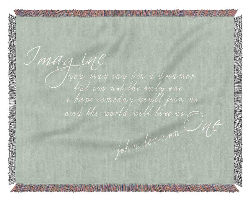 Music Quote Imagine John Lennon Beige Woven Blanket