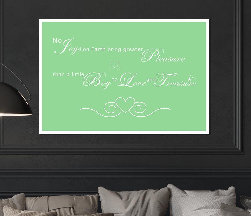 Boys Room Quote No Joys On Earth Bring Pleasure Green Print Poster Wall Art