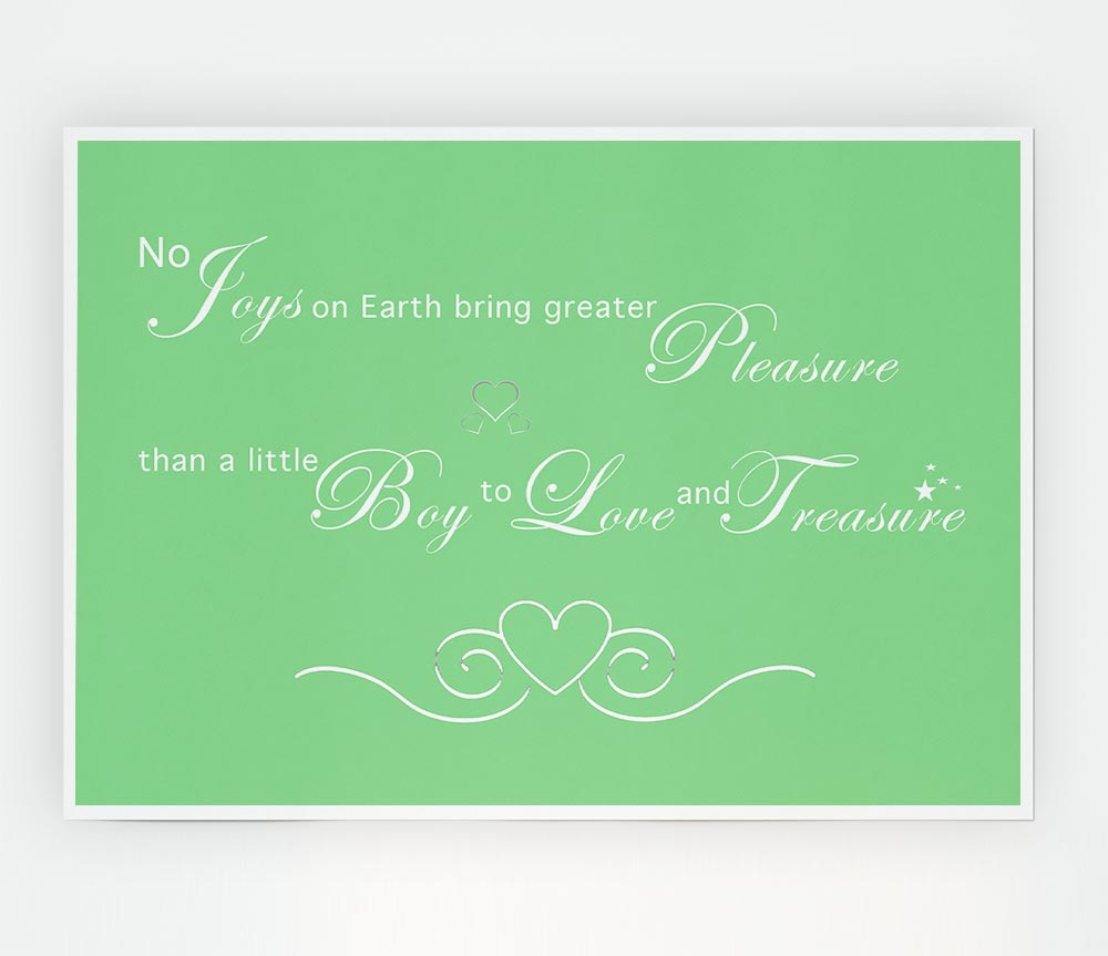 Boys Room Quote No Joys On Earth Bring Pleasure Green Print Poster Wall Art