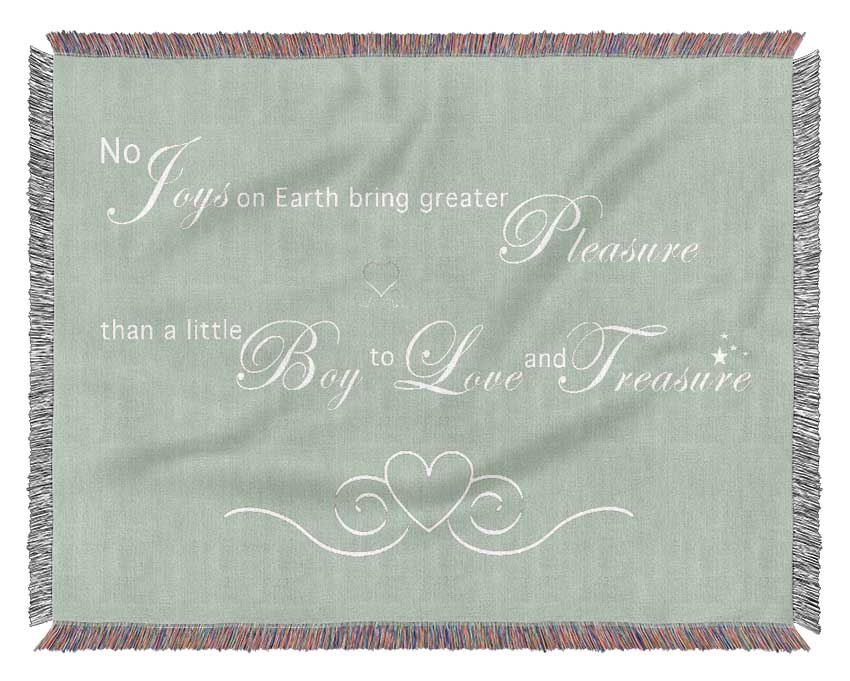 Boys Quote No Joys On Earth Bring Pleasure Beige Woven Blanket