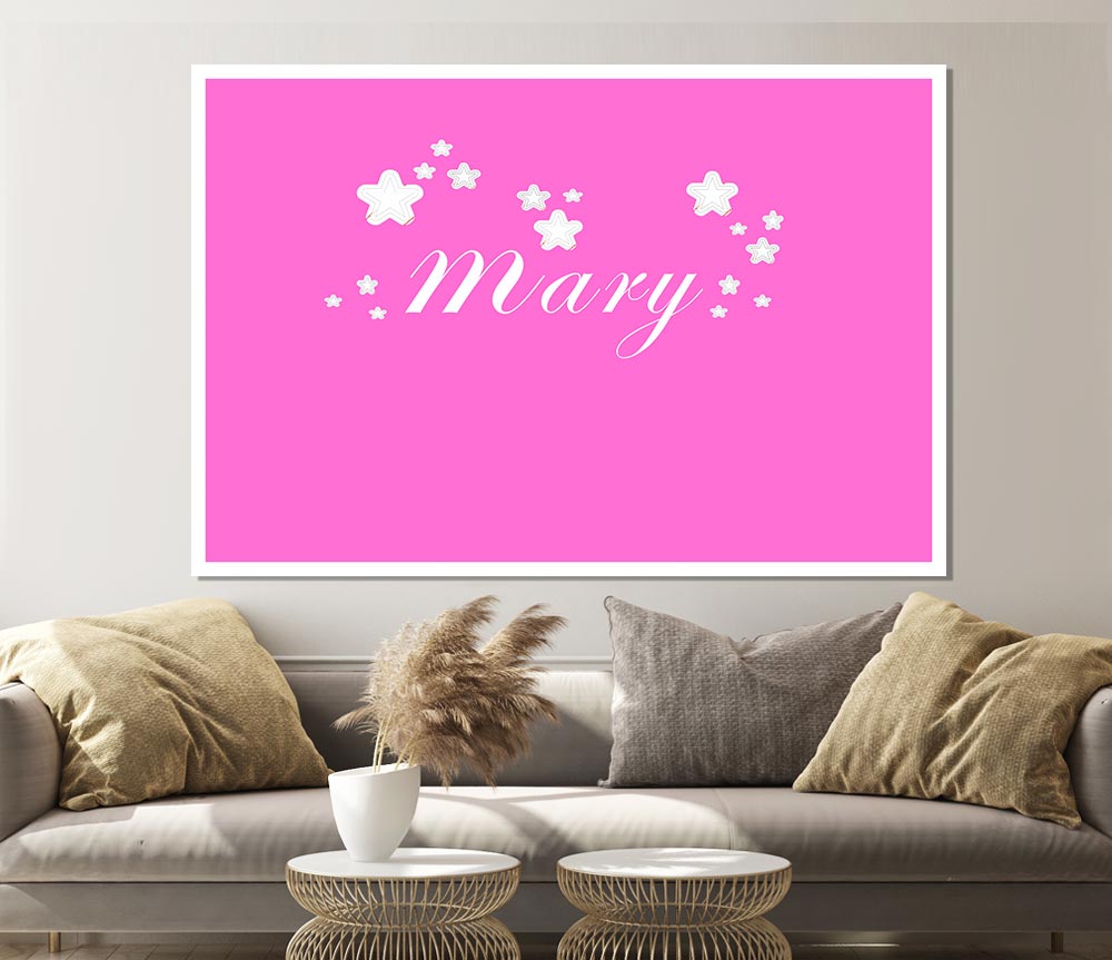 Girls Room Quote Your Name In Stars Vivid Pink Print Poster Wall Art